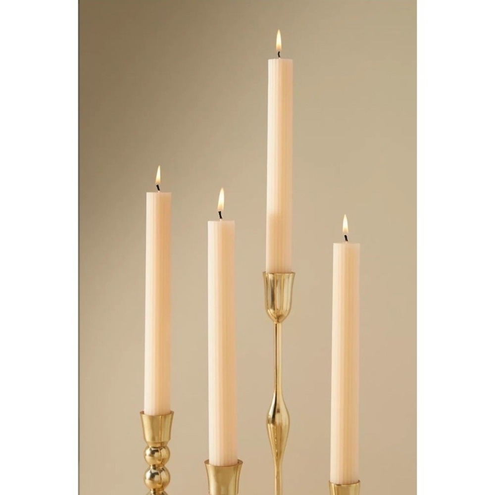 Anthropologie Ivory Taper Candles Unscented, Pack of 4 NEW